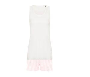 Towel city TC052 - Pyjamas dames White / White Pink Stripe