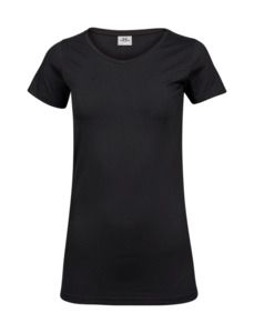Tee Jays TJ455 - Elastyczna koszulka damska o przedłużonej długości Czarny