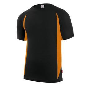 VELILLA V5501 - Two-tone technical T-shirt Black/Fluo Orange