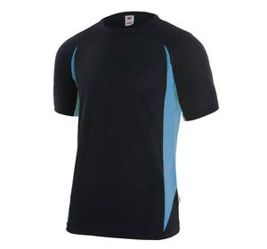 VELILLA V5501 - Two-tone technical T-shirt Black / Sky Blue