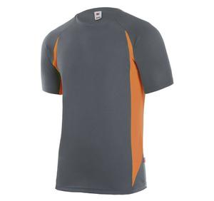 VELILLA V5501 - Two-tone technical T-shirt Grey / Fluo Orange