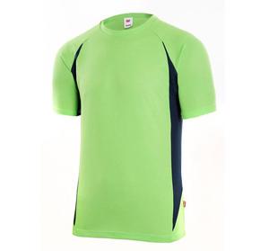 VELILLA V5501 - Two-tone technical T-shirt Lime/ Navy