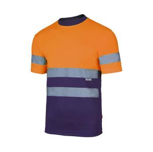 VELILLA V5506 - High visibility two-tone technical T-shirt Fluo Orange / Navy