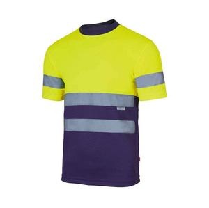 VELILLA V5506 - Zwei-Ton-T-Shirt mit hoher Sichtbarkeit Fluo Yellow / Navy
