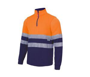VELILLA V5701 - Hochsichtbarkeits-Sweatshirt mit Kragenreißverschluss Fluo Orange / Navy
