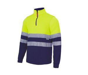 VELILLA V5701 - Hochsichtbarkeits-Sweatshirt mit Kragenreißverschluss Fluo Yellow / Navy