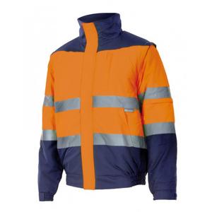 VELILLA VL161 - TWO-TONE HIGH-VISIBILITY QUILTED JACKET Fluo Orange / Navy