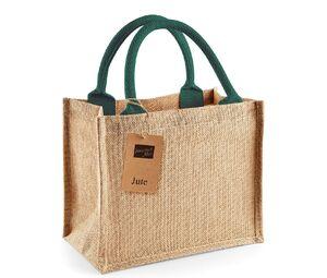 Westford Mill WM412 - Jute mini gift bag Natural/ Forest Green
