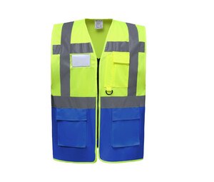 Yoko YK801 - High security multi-function vest Hi Vis Yellow / Royal Blue