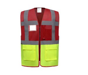Yoko YK801 - High security multi-function vest Red / Hi Vis Yellow