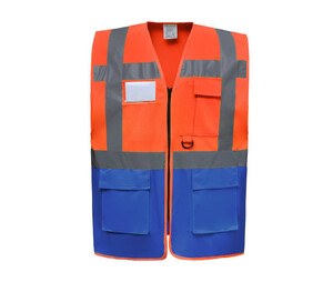 Yoko YK801 - High security multi-function vest Hi Vis Orange / Royal Blue