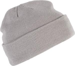 K-up KP031 - KNITTED TURNUP BEANIE Light Grey