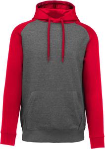Proact PA369 - Adult two-tone hooded sweatshirt Grey Heather / Sporty Red