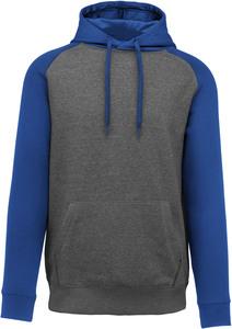 Proact PA369 - Adult two-tone hooded sweatshirt Grey Heather / Sporty Royal Blue