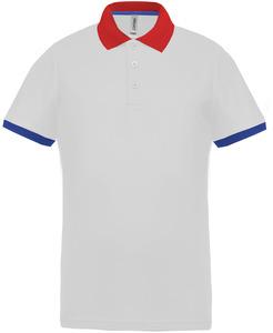Proact PA489 - Polo piqué performance homme White / Red / Sporty Royal Blue