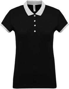Kariban K259 - Ladies’ two-tone piqué polo shirt Black / Oxford grey