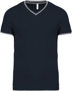 Kariban K374 - Men's piqué knit V-neck T-shirt Navy/ Light Grey/ White