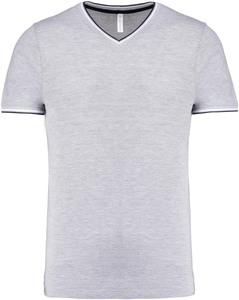Kariban K374 - Men's piqué knit V-neck T-shirt Oxford Grey / Navy / White