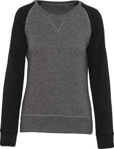 Kariban K492 - Ladies' two-tone organic crew neck raglan sleeve sweatshirt Grey Heather/ Black