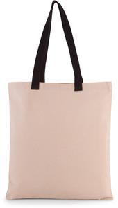 Kimood KI0277 - Flache Shoppingtasche aus Tuch mit kontrastfarbenem Griff Natural / Black