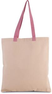 Kimood KI0277 - Flache Shoppingtasche aus Tuch mit kontrastfarbenem Griff Natural / Dark Pink
