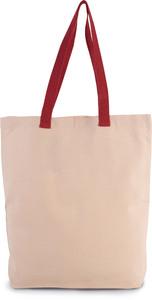 Kimood KI0278 - Shoppingtasche mit Seitenfalte und kontrastfarbenem Griff Natural / Cherry Red