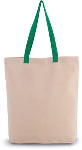 Kimood KI0278 - Shoppingtasche mit Seitenfalte und kontrastfarbenem Griff Natural / Kelly Green