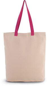 Kimood KI0278 - Shoppingtasche mit Seitenfalte und kontrastfarbenem Griff Natural / Magenta