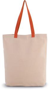Kimood KI0278 - Shoppingtasche mit Seitenfalte und kontrastfarbenem Griff Natural / Spicy Orange
