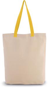 Kimood KI0278 - Shoppingtasche mit Seitenfalte und kontrastfarbenem Griff Natural/Yellow