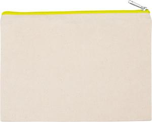 Kimood KI0722 - Pochette en coton canvas - grand modèle Natural / Fluorescent Yellow