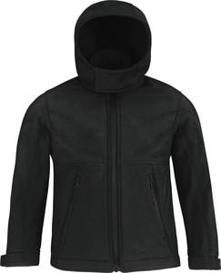 B&C CGJK969 - Kids' hooded softshell jacket Black