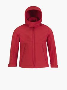 B&C CGJK969 - Kids' hooded softshell jacket Red