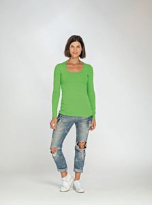 Lemon & Soda LEM1267 - T-shirt Crewneck cot/elast LS for her Heather Grey