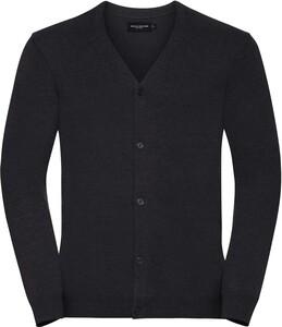 Russell RU715M - Men's V-Neck Knitted Cardigan Charcoal Marl