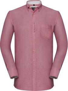 Russell RU920M - LONG-SLEEVED WASHED OXFORD SHIRT Oxford Red/Cream