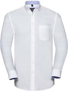 Russell RU920M - LONG-SLEEVED WASHED OXFORD SHIRT White/Oxford Blue