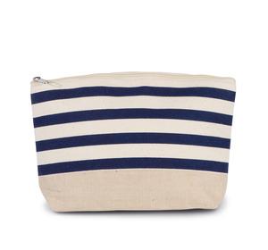 Kimood KI0752 - Nautical print accessories pouch Natural/ Navy
