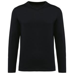 Kariban Premium PK306 - Men's V-neck long-sleeved Supima® t-shirt Black