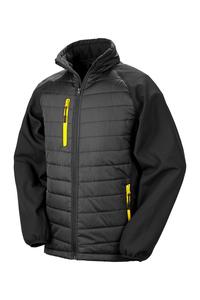 Result R237X - BLACK COMPASS PADDED SOFT SHELL JACKET Black / Yellow