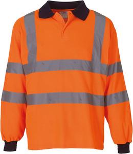 Yoko YHVJ310 - High Visibility Long Sleeve Polo Shirt Hi Vis Orange