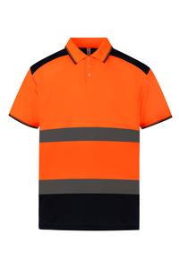 Yoko YHVJ220 - Hi-vis two-tone polo shirt Hi Vis Orange/Navy