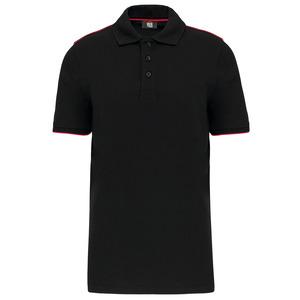 WK. Designed To Work WK270 - Polo DayToDay contrasté manches courtes homme Noir-Rouge