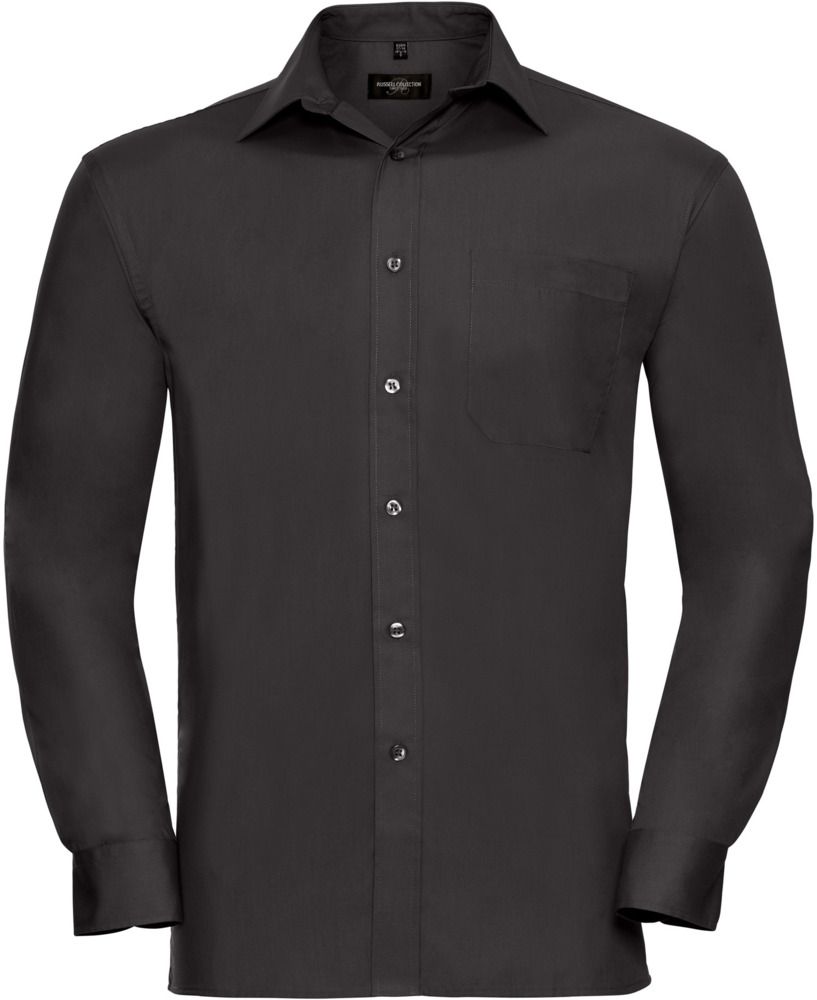 Russell Collection R936M - Poplin Easy Care Pure Cotton Long Sleeve Shirt Mens