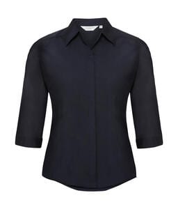 Russell Collection R-926F-0 - Popelin Bluse mit 3/4 Arm French Navy