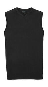 Russell Collection R-716M-0 - V-Neck Sleeveless Knitted Pullover Charcoal Marl