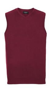 Russell Collection R-716M-0 - V-Neck Sleeveless Knitted Pullover Cranberry Marl