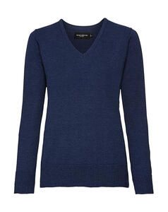 Russell Europe R-710F-0 - Ladies V-Neck Knitted Pullover Denim Marl