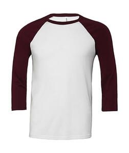 Bella 3200 - Unisex 3/4 Sleeve Baseball T-Shirt White/Maroon