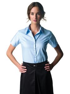 Russell Collection RU957F - Ladies` Oxford Bluse Kurzarm